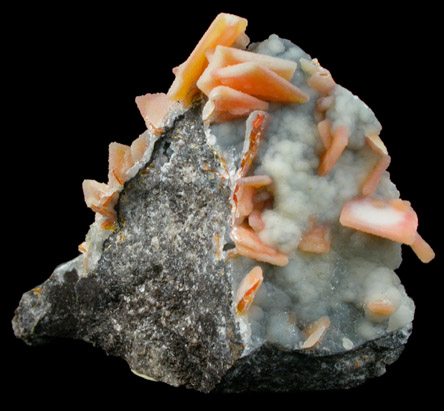 Wulfenite on Hemimorphite coated with Quartz from Finch Mine (Barking Spider Mine), north of Hayden, Banner District, Gila County, Arizona