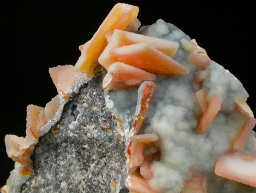 Wulfenite on Hemimorphite coated with Quartz from Finch Mine (Barking Spider Mine), north of Hayden, Banner District, Gila County, Arizona