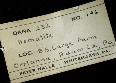 Hematite from E.S. Large Farm, Orrtanna, Adams County, Pennsylvania