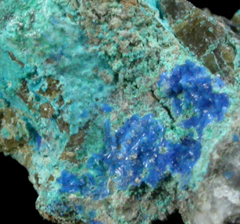 Linarite with Chrysocolla from Ecton Mine, Perkiomen District, Audubon, Montgomery County, Pennsylvania