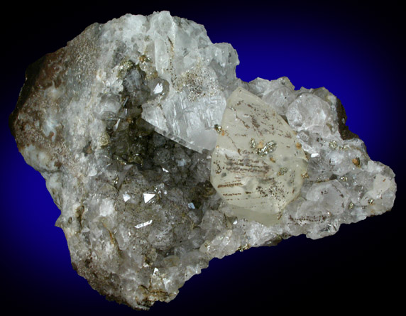 Gypsum, Calcite, Pyrite, Quartz from Prospect Park Quarry, Prospect Park, Passaic County, New Jersey