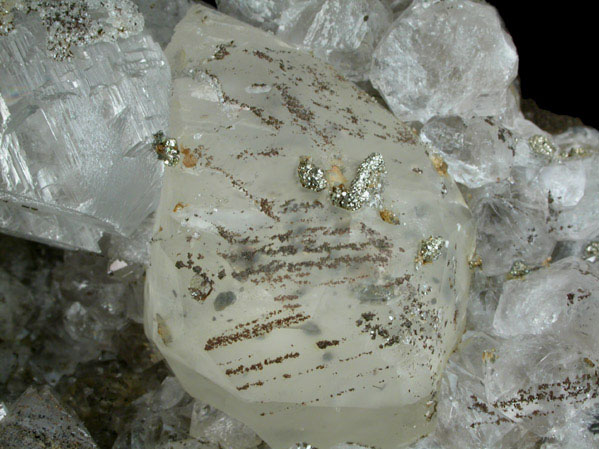 Gypsum, Calcite, Pyrite, Quartz from Prospect Park Quarry, Prospect Park, Passaic County, New Jersey