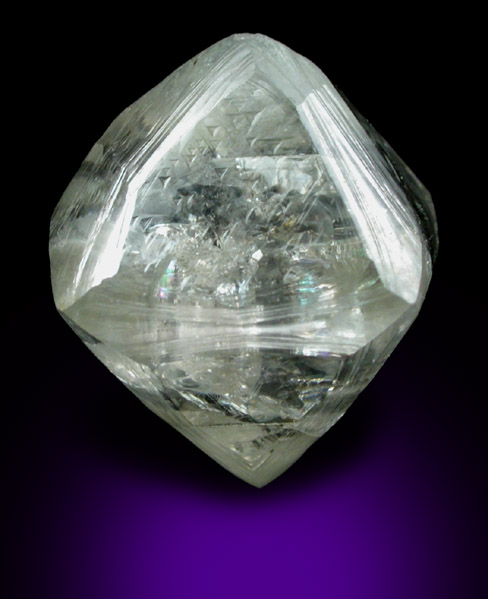 Diamond (11.77 carat yellow-gray octahedral crystal) from Mirny, Republic of Sakha, Siberia, Russia