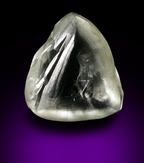 Diamond (0.73 carat pale yellow-gray macle, twinned crystal) from Diavik Mine, East Island, Lac de Gras, Northwest Territories, Canada