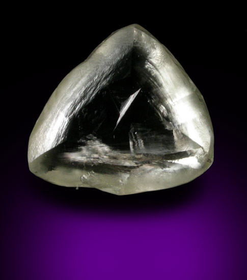 Diamond (0.73 carat pale yellow-gray macle, twinned crystal) from Diavik Mine, East Island, Lac de Gras, Northwest Territories, Canada