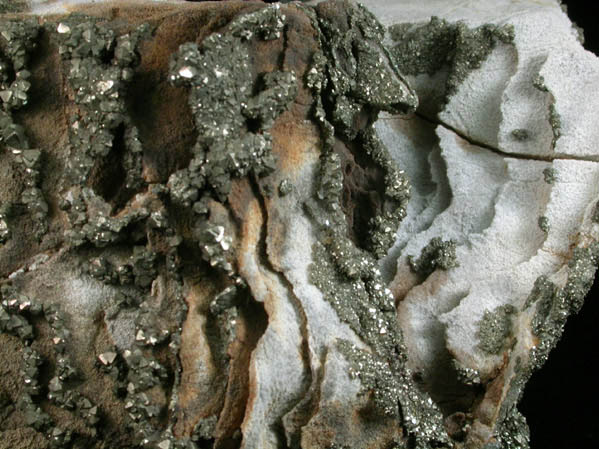 Pyrite on Limestone from Rensselaer Quarry, Pleasant Ridge, 6 km east of Rensselaer, Jasper County, Indiana