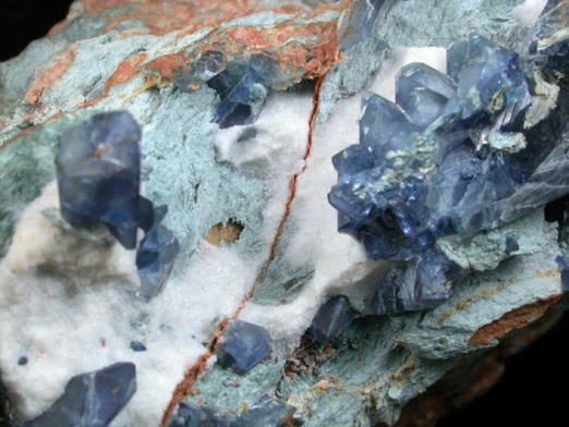 Benitoite on Natrolite with Neptunite from Benitoite Gem Mine, San Benito County, California (Type Locality for Benitoite)