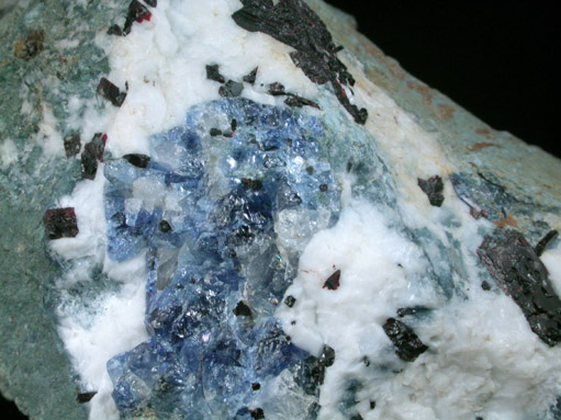 Benitoite on Natrolite with Neptunite from Benitoite Gem Mine, San Benito County, California (Type Locality for Benitoite)