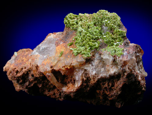 Pyromorphite on Quartz from Wheatley Mine, Phoenixville, Chester County, Pennsylvania