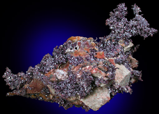 Cuprite on Copper from Ray Mine, Mineral Creek District, Pinal County, Arizona