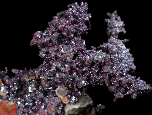 Cuprite on Copper from Ray Mine, Mineral Creek District, Pinal County, Arizona