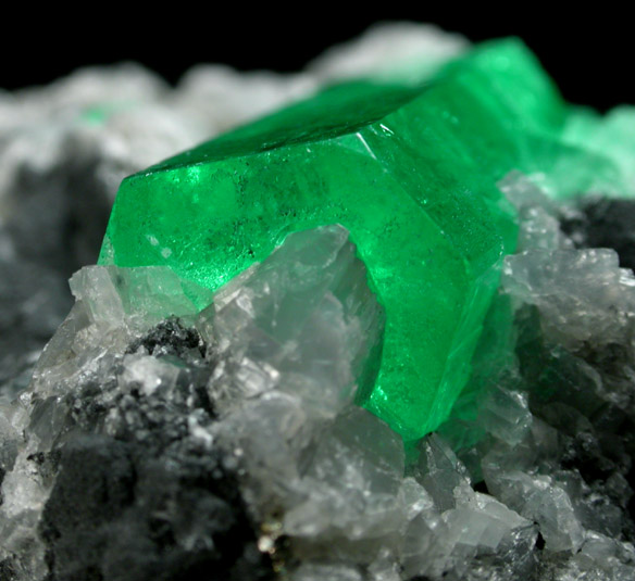 Beryl var. Emerald in Calcite from Coscuez Mine, Vasquez-Yacop District, Boyac Department, Colombia