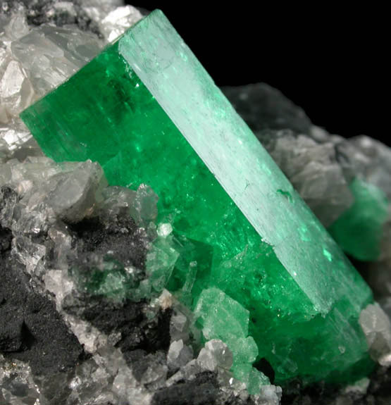 Beryl var. Emerald in Calcite from Coscuez Mine, Vasquez-Yacop District, Boyac Department, Colombia