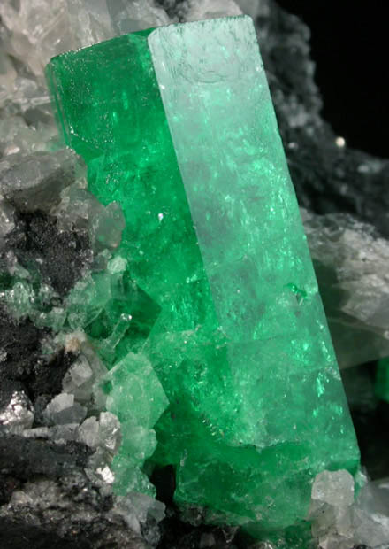 Beryl var. Emerald in Calcite from Coscuez Mine, Vasquez-Yacop District, Boyac Department, Colombia