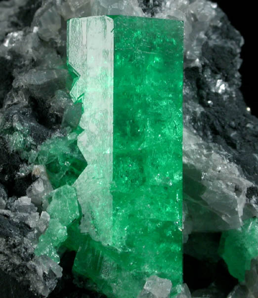 Beryl var. Emerald in Calcite from Coscuez Mine, Vasquez-Yacop District, Boyac Department, Colombia