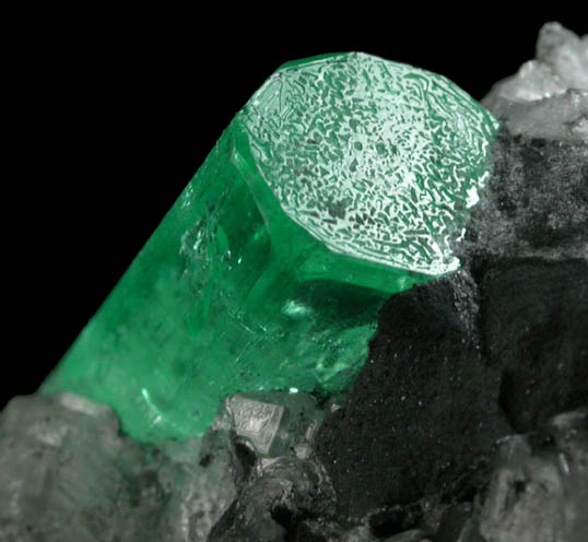 Beryl var. Emerald in Calcite from Coscuez Mine, Vasquez-Yacop District, Boyac Department, Colombia