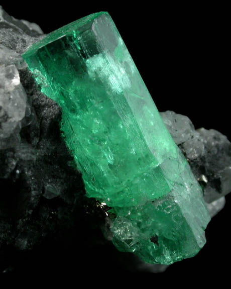 Beryl var. Emerald in Calcite from Coscuez Mine, Vasquez-Yacop District, Boyac Department, Colombia