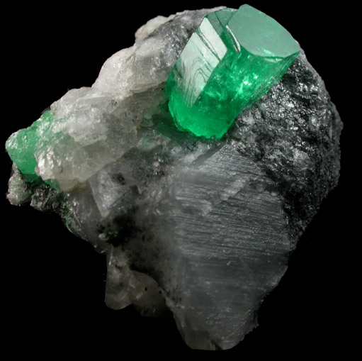 Beryl var. Emerald in Calcite from Coscuez Mine, Vasquez-Yacop District, Boyac Department, Colombia