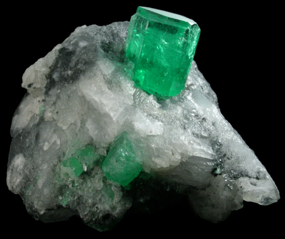 Beryl var. Emerald in Calcite from Coscuez Mine, Vasquez-Yacop District, Boyac Department, Colombia