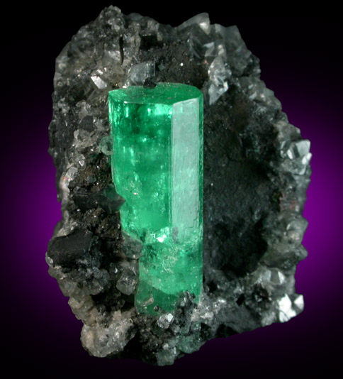 Beryl var. Emerald in Calcite from Coscuez Mine, Vasquez-Yacop District, Boyac Department, Colombia