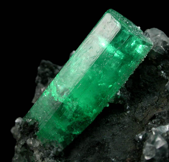 Beryl var. Emerald in Calcite from Coscuez Mine, Vasquez-Yacop District, Boyac Department, Colombia