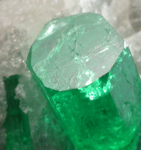 Beryl var. Emerald in Calcite from La Pita Mine, Vasquez-Yacop District, Boyac Department, Colombia