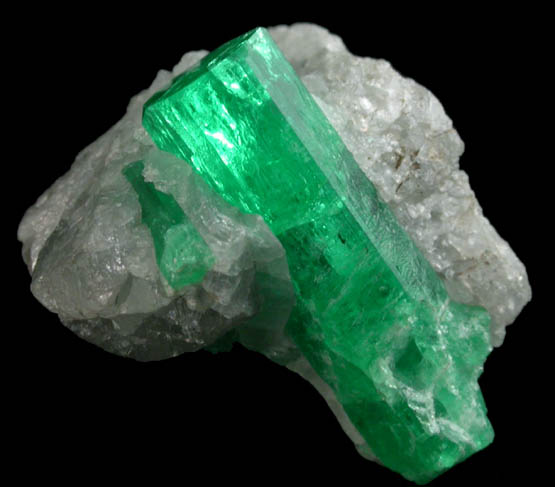 Beryl var. Emerald in Calcite from La Pita Mine, Vasquez-Yacop District, Boyac Department, Colombia