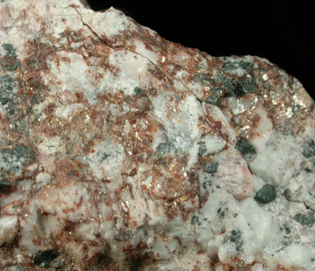 Mcgovernite on Calcite, Willemite, Franklinite from Sterling Mine, Ogdensburg, Franklin District, Sussex County, New Jersey (Type Locality for Mcgovernite)