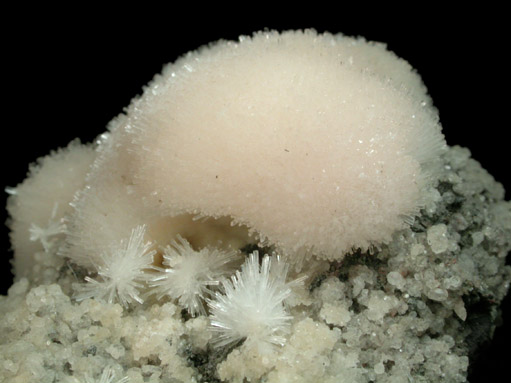 Natrolite on Calcite from Millington Quarry, Bernards Township, Somerset County, New Jersey