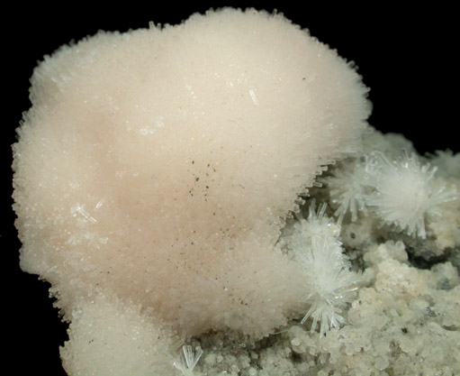 Natrolite on Calcite from Millington Quarry, Bernards Township, Somerset County, New Jersey