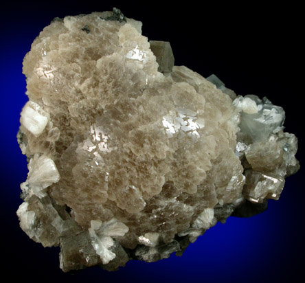 Stilbite-Ca on Calcite from Fanwood Quarry (Weldon Quarry), Watchung, Somerset County, New Jersey