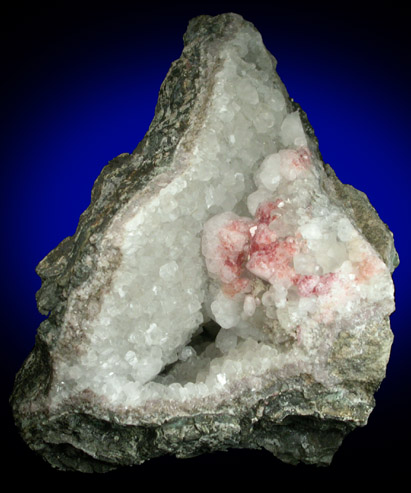 Analcime with Hematite inclusions on Calcite with Prehnite from Upper New Street Quarry, Paterson, Passaic County, New Jersey