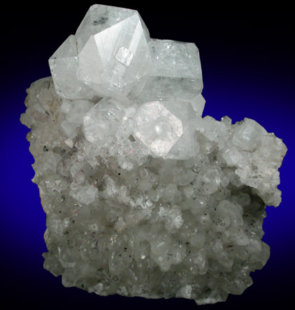 Apophyllite on Quartz and Calcite from Upper New Street Quarry, Paterson, Passaic County, New Jersey