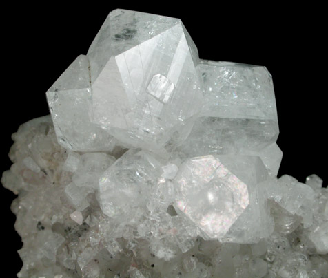 Apophyllite on Quartz and Calcite from Upper New Street Quarry, Paterson, Passaic County, New Jersey