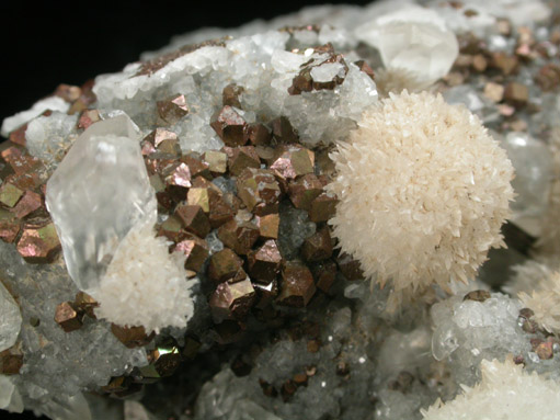 Strontianite, Pyrite, Calcite from Faylor-Middle Creek Quarry, 3 km WSW of Winfield, Union County, Pennsylvania