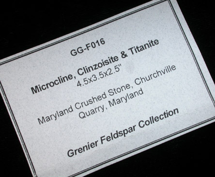Microcline, Titanite, Clinozoisite from Maryland Crushed Stone, Churchville Quarry, Harford County, Maryland