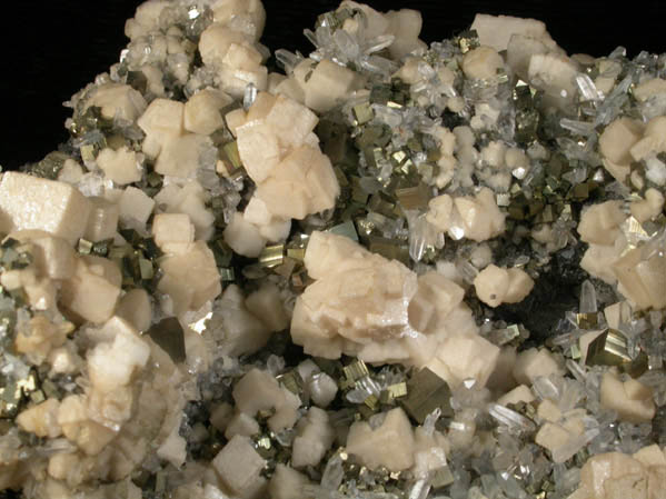 Dolomite, Pyrite, Quartz on Sphalerite from Hanover District, Grant County, New Mexico