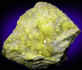 Sulfur on Aragonite from Agrigento District (Girgenti), Sicily, Italy