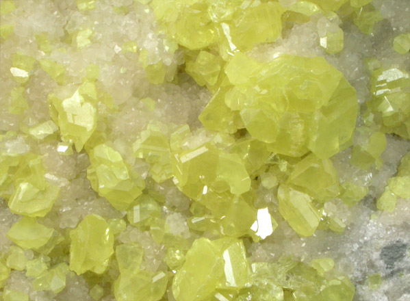 Sulfur on Aragonite from Agrigento District (Girgenti), Sicily, Italy