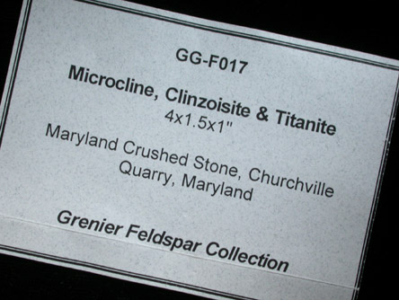 Microcline, Titanite, Clinozoisite from Maryland Crushed Stone, Churchville Quarry, Harford County, Maryland