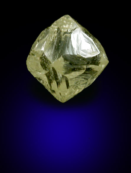 Diamond (0.59 carat yellow octahedral crystal) from Damtshaa Mine, near Orapa, Botswana