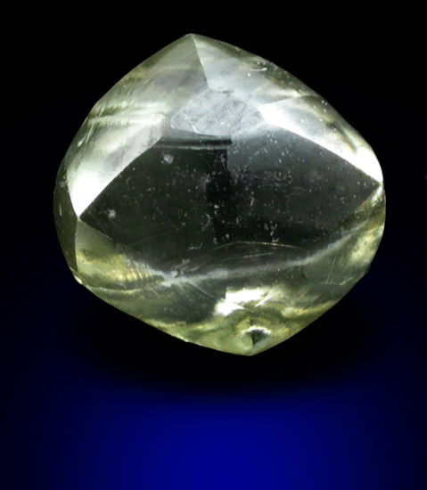 Diamond (1.57 carat green-gray dodecahedral crystal) from Orapa Mine, south of the Makgadikgadi Pans, Botswana