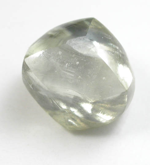 Diamond (1.57 carat green-gray dodecahedral crystal) from Orapa Mine, south of the Makgadikgadi Pans, Botswana