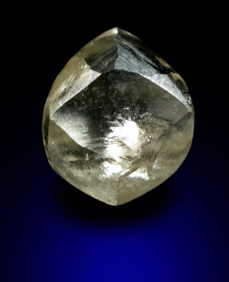 Diamond (1.29 carat yellow-gray dodecahedral crystal) from Orapa Mine, south of the Makgadikgadi Pans, Botswana