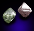 Diamond (matched green and pink octahedral diamonds totaling 1 carats) from Russia and Venezuela