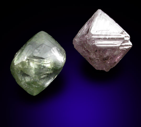 Diamond (matched green and pink octahedral diamonds totaling 1 carats) from Russia and Venezuela