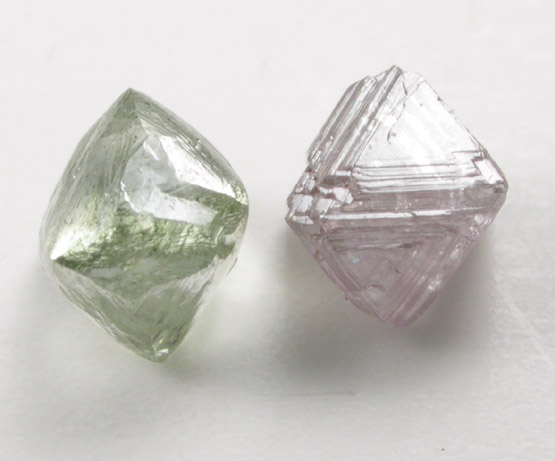 Diamond (matched green and pink octahedral diamonds totaling 1 carats) from Russia and Venezuela