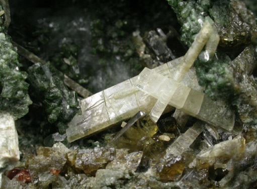 Vesuvianite, Meionite, Diopside, Titanite from Goodall Farm Quarry, 600 meter Prospect, Sanford, York County, Maine