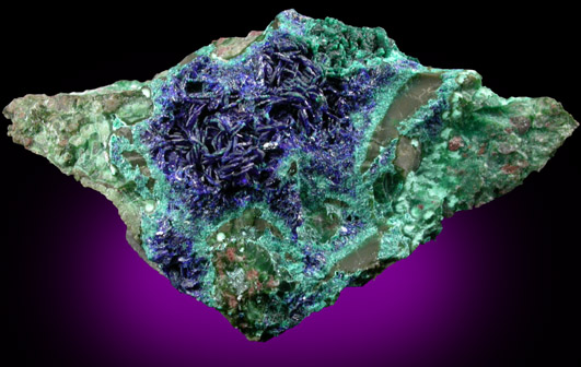 Azurite with Malachite and Chrysocolla from Morenci Mine, Clifton District, Greenlee County, Arizona