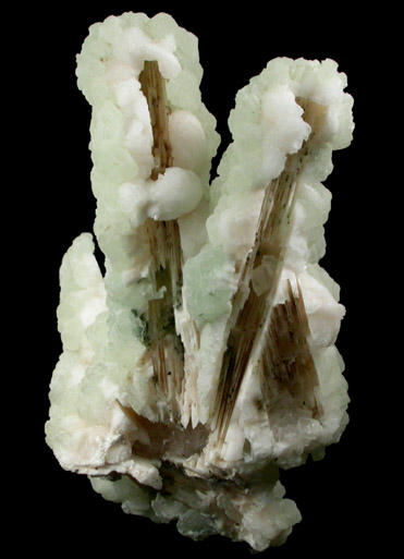 Prehnite on Thomsonite pseudomorphs after Laumontite from Upper New Street Quarry, Paterson, Passaic County, New Jersey